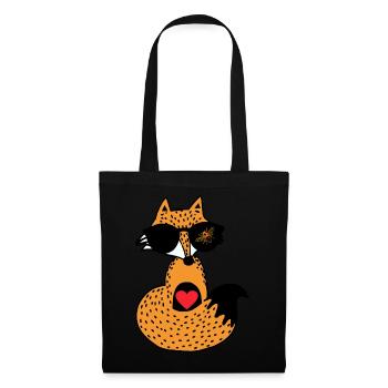 Renard « Cool » avec une abeille sur des lunettes - Sac en tissu - noir - Devant