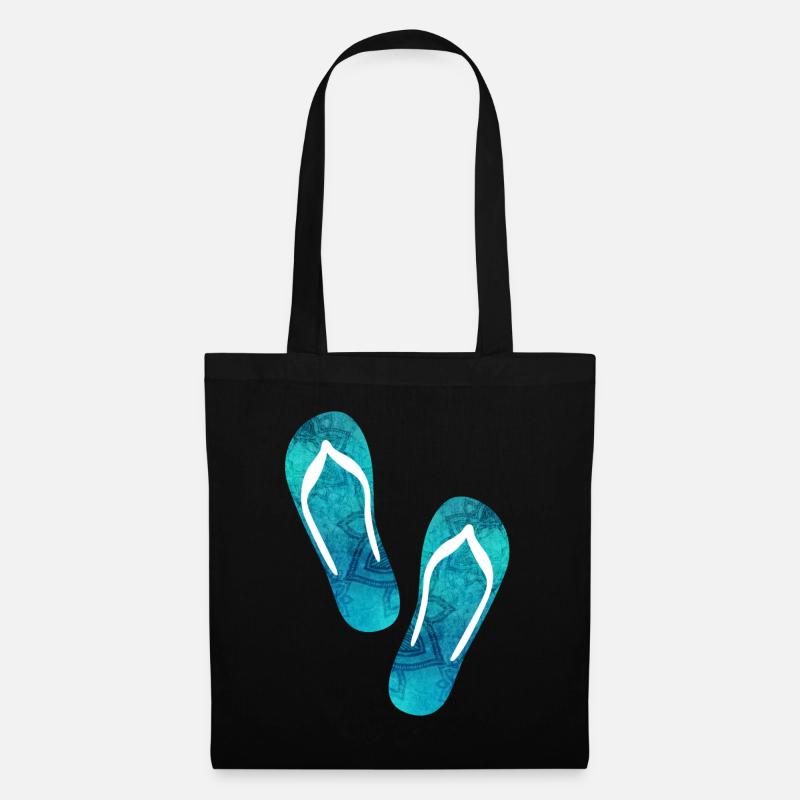 Badelatschen Flip Flops Yoga Sommer Strand Urlaub - Stoffbeutel - Schwarz