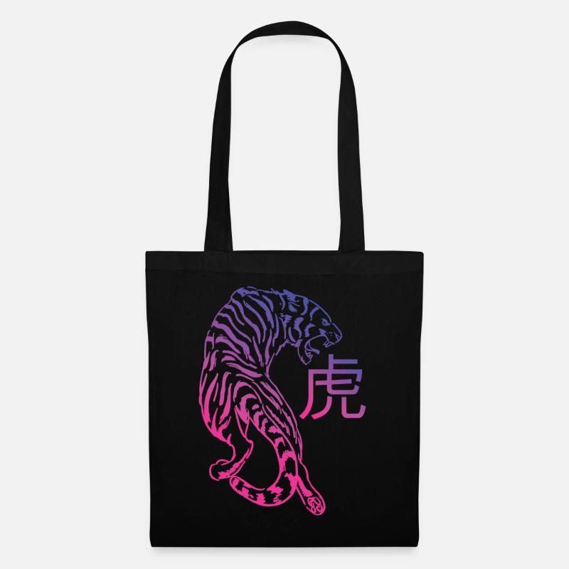 Tiger Retro Synthwave Kanji - Tote Bag - black