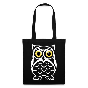 Regard de hibou noir et blanc Yeux jaunes - Sac en tissu - noir - Devant