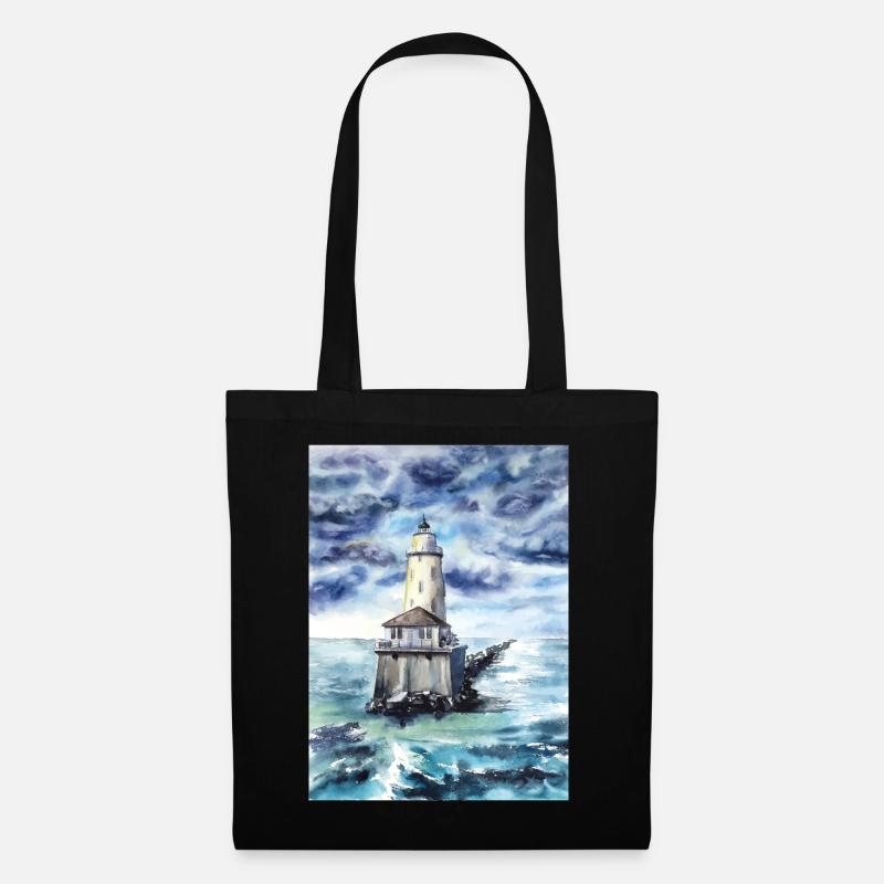 Stormy Lighthouse - Stoffbeutel - Schwarz