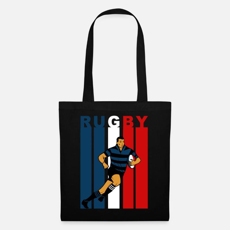 Rugby player on a tricolour background - Tote Bag - black