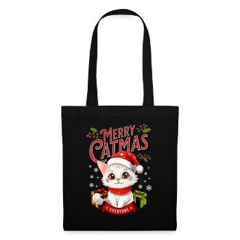 Cat Christmas Merry Catmas Meowy Ugly Funny - Tote Bag - black - Front