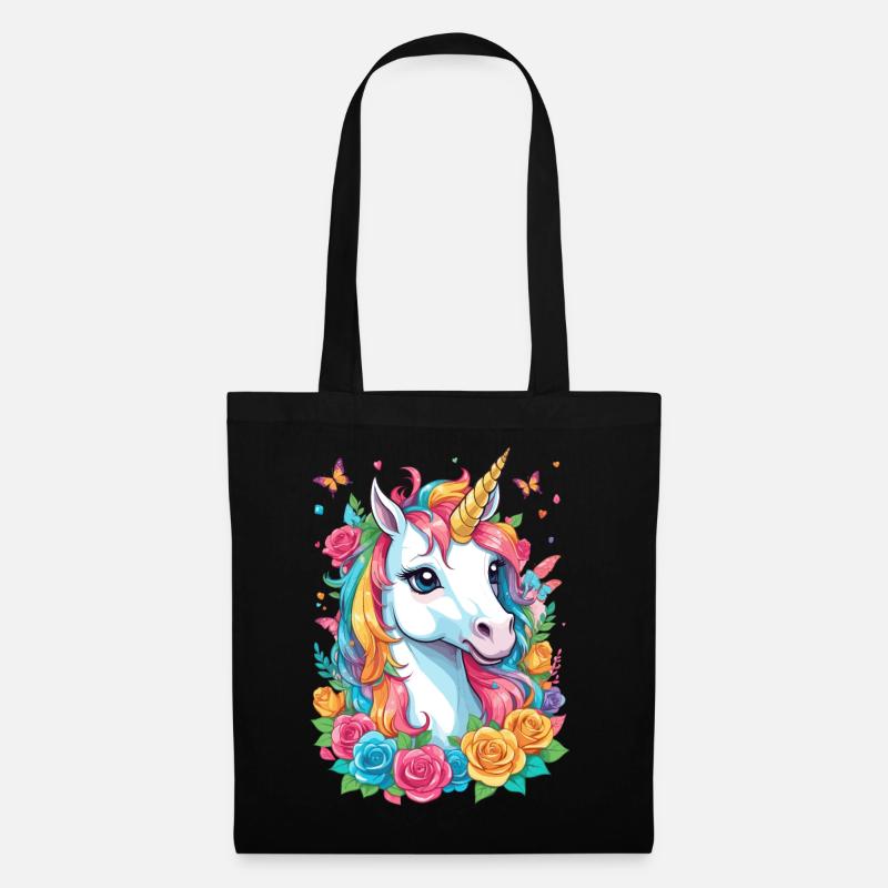 Süßes Einhorn - Stoffbeutel - Schwarz