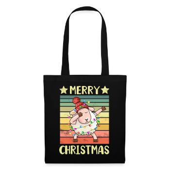Frohe Weihnachten Schaf - Stoffbeutel - Schwarz - Vorne