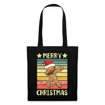 Frohe Weihnachten Lebkuchenmann - Stoffbeutel - Schwarz - Vorne