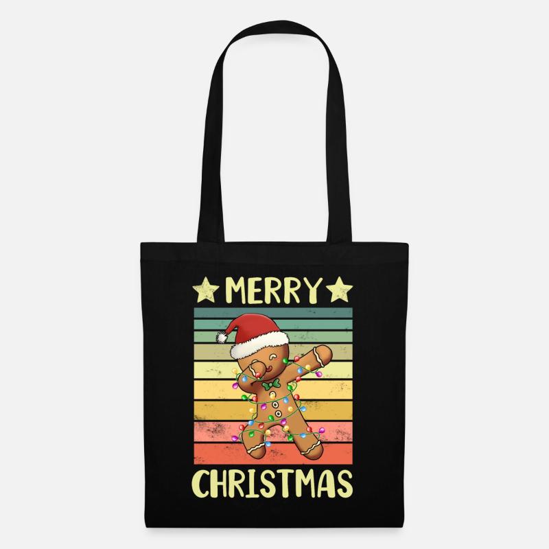 Frohe Weihnachten Lebkuchenmann - Stoffbeutel - Schwarz