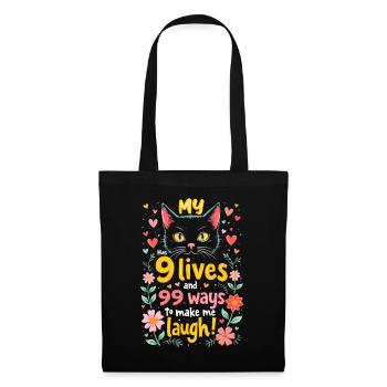 MON CHAT A 9 VIES ET 99 FAÇONS DE ME FAIRE RIRE - Sac en tissu - noir - Devant