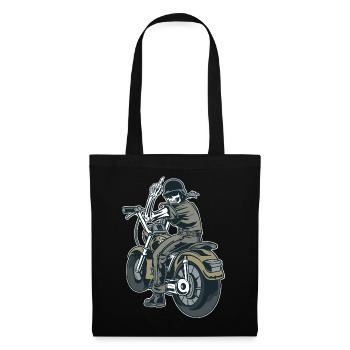Motorrad Biker Fuck you Provokation Skelett - Stoffbeutel - Schwarz - Vorne