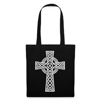 White on Black Knot Celtic Cross - Tote Bag - black - Front