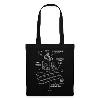 Snowboard Blueprint Funny Design - Stoffbeutel - Schwarz - Vorne