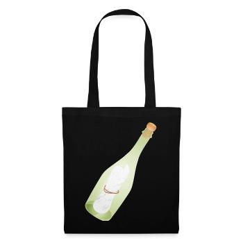 Romantic Vintage Message in a Bottle with Old Message - Tote Bag - black - Front