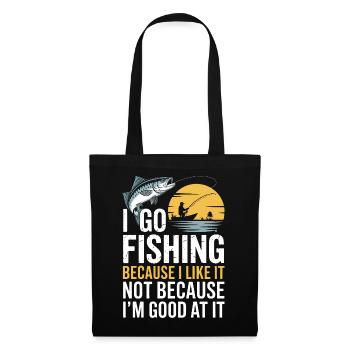 I Go Fishing Sunset Quote Tee - Tote Bag - black - Front