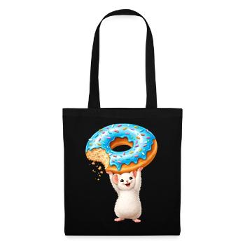 Mouse with Donut – Cute Cartoon Design - Tote Bag - black - Front