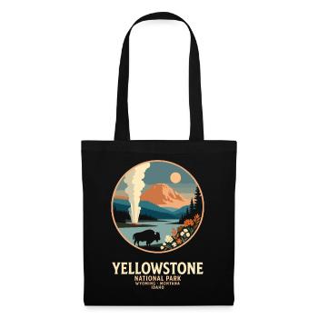 Yellowstone Geyser Landscape Emblem - Tote Bag - black - Front