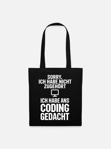 Entschuldigung Coding Kopf - Stoffbeutel - Schwarz
