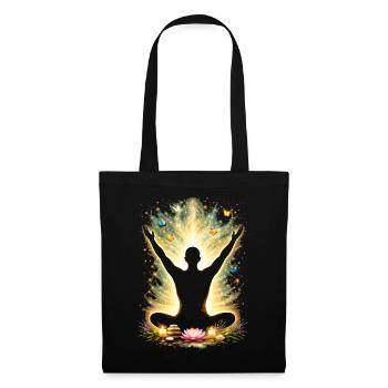Meditation Achtsamkeit Energie Design  - Stoffbeutel - Schwarz - Vorne