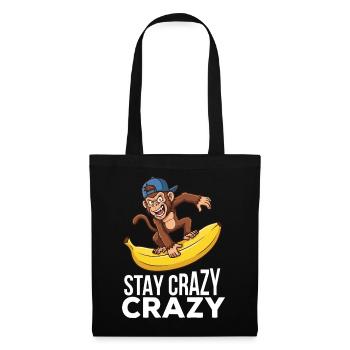 Verrückter Affe auf Bananen-Grafik-T-Shirt - Stoffbeutel - Schwarz - Vorne