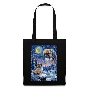 Howling to the Moon Meme Dog Pekingese - Tote Bag - black - Front