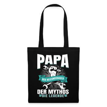 Papa Heizungsbauer Mythos Legende - Stoffbeutel - Schwarz - Vorne