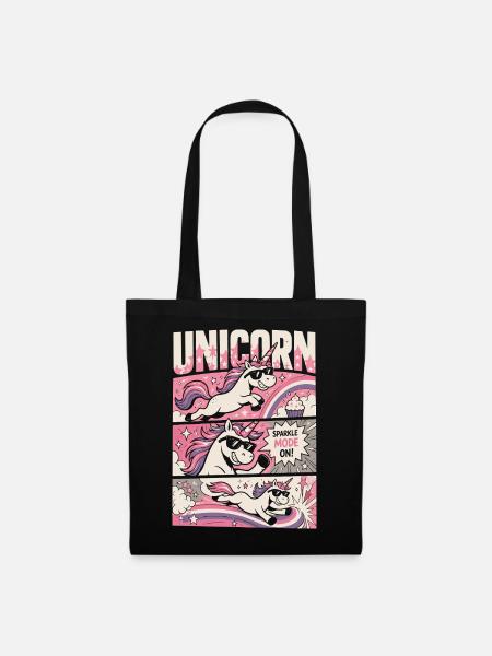 Sparkle Mode On – Cooles Einhorn Comic - Stoffbeutel - Schwarz