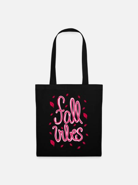 Fall Vibes - Kreatives, selfmade Herbstdesign - Stoffbeutel - Schwarz