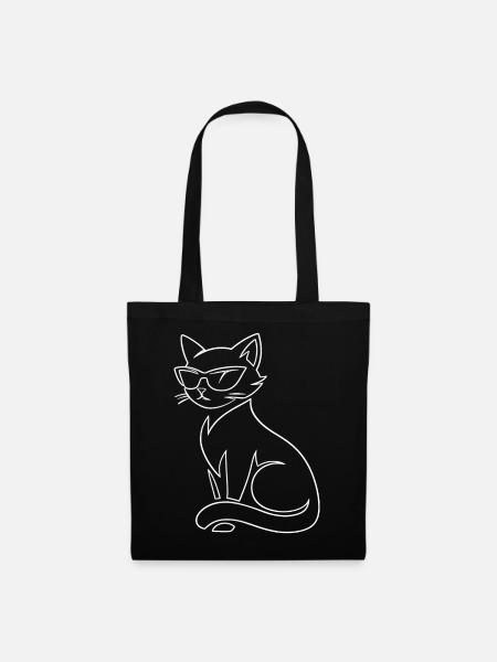 Katze mit Sonnenbrille - Stoffbeutel - Schwarz