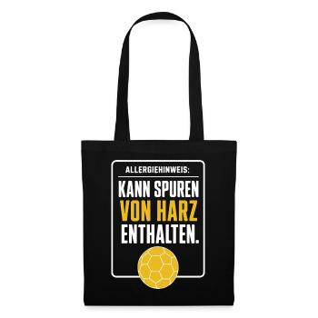 Allergiehinweis Handball – Spuren von Harz - Stoffbeutel - Schwarz - Vorne