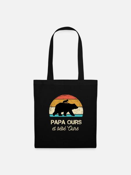 papa ours petit ours - Sac en tissu - noir