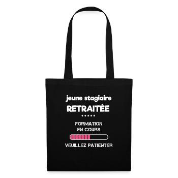 Idée cadeau femme retraitée - Sac en tissu - noir - Devant