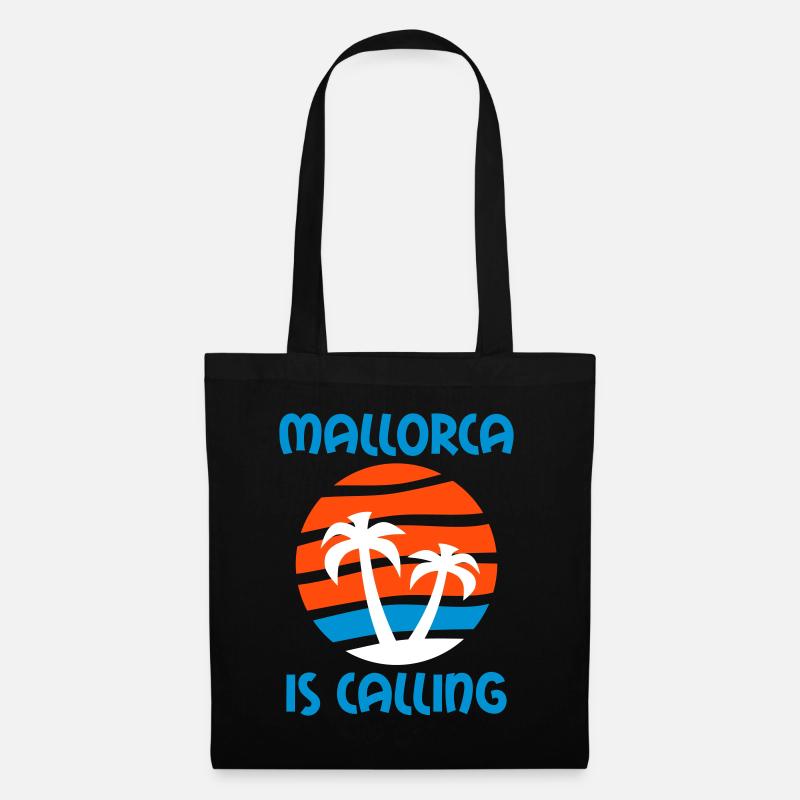 Mallorca is calling (Palmen, Insel, Wasser, Sonne) - Stoffbeutel - Schwarz