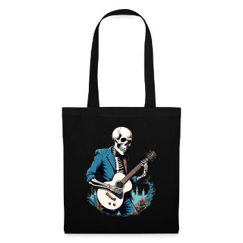 Skelett mit Gitarre - Stoffbeutel - Schwarz - Vorne