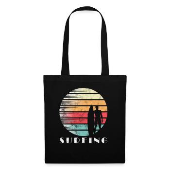 Surfen Surfing Retro Vintage Sonne Geschenk - Stoffbeutel - Schwarz - Vorne