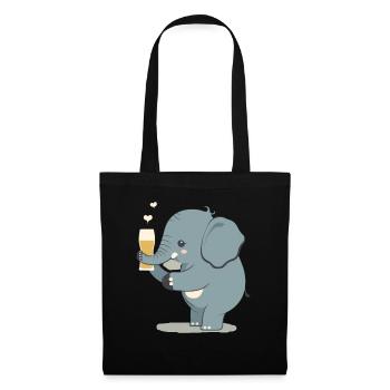 Cute elephant drinks a big glass of beer - Tote Bag - black - Front