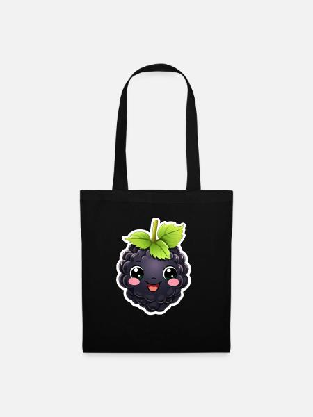 Brombeere kawaii süß - Stoffbeutel - Schwarz