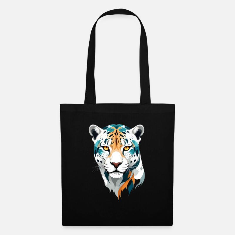 Leopard Vektor Kunst Lebendige Farben Illustration - Stoffbeutel - Schwarz