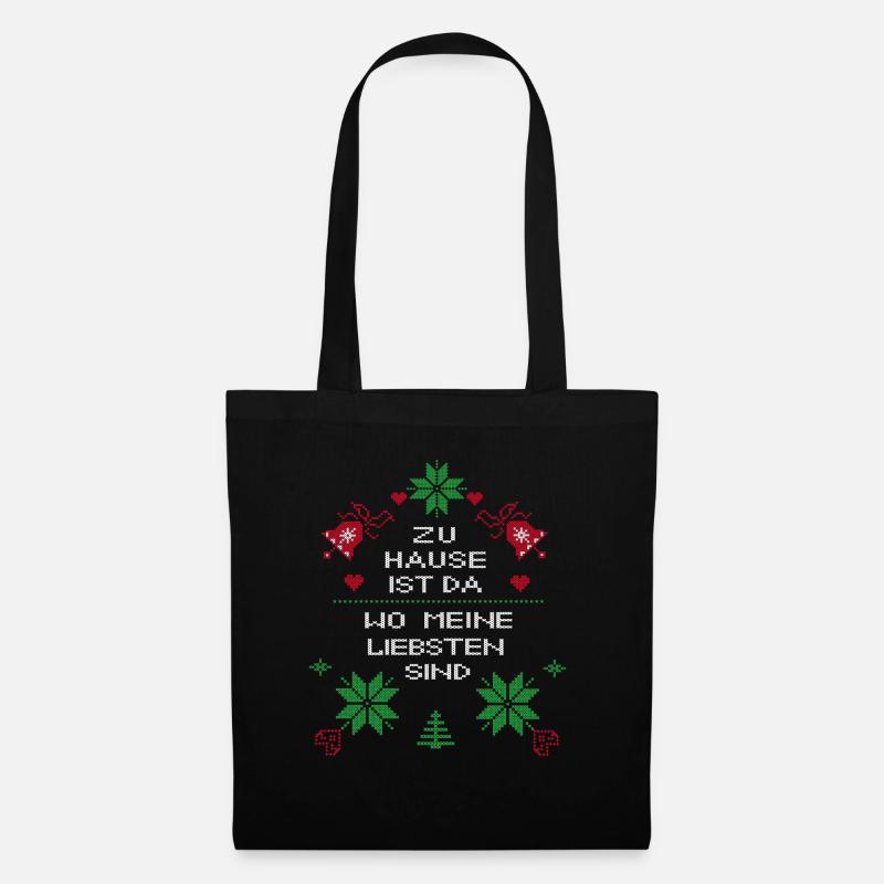 Weihnachten zu Hause ist da wo meine Liebsten sind - Stoffbeutel - Schwarz