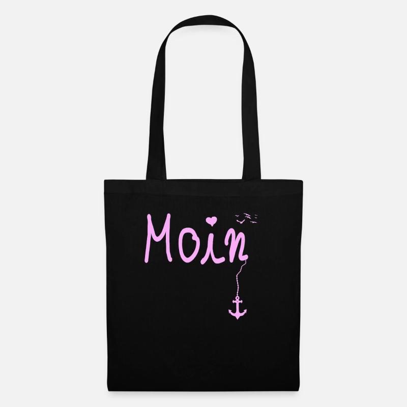 Moin Begrüßung Moin mit Möwe - Stoffbeutel - Schwarz
