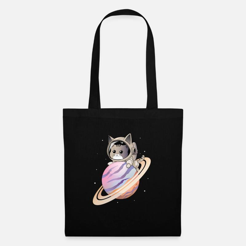 Weltraum-Katze - Stoffbeutel - Schwarz