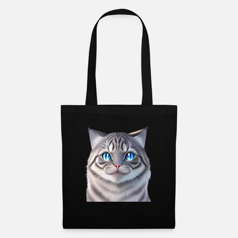 Die Weiße Katze - Stoffbeutel - Schwarz
