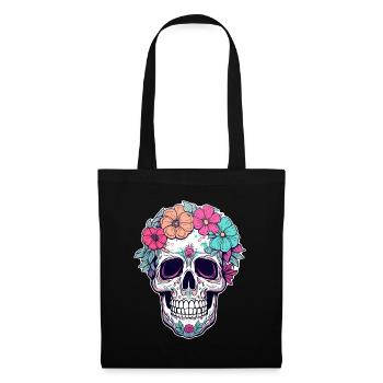 Human Skull & Flowers 31 - Tote Bag - black - Front