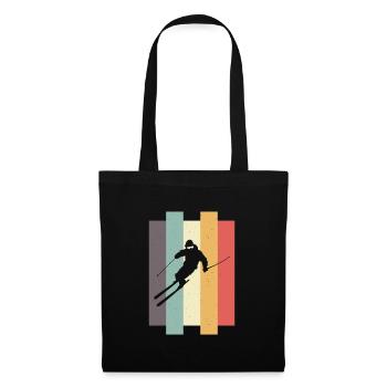 Skieur Ski Après Ski Rétro - Sac en tissu - noir - Devant