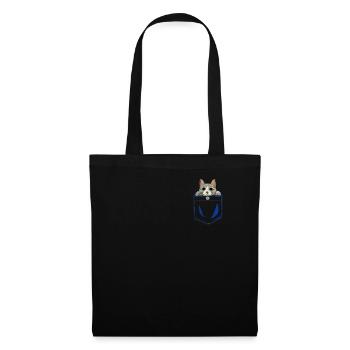 Cat print Pocket Print product Royal Blue - Tote Bag - black - Front