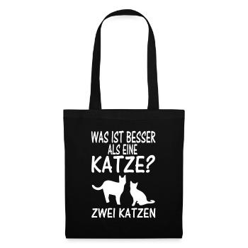 Was ist besser als eine Katze - Stoffbeutel - Schwarz - Vorne