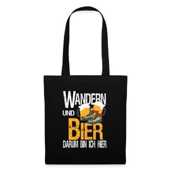 Wandern und Bier darum bin ich hier - Stoffbeutel - Schwarz - Vorne