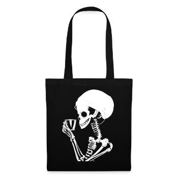 Sarcastic Funny Skeleton Drinking Espresso Coffee - Tote Bag - black - Front
