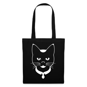 Lustige Katzensilhouette Freche Spaßkatzen - Stoffbeutel - Schwarz - Vorne