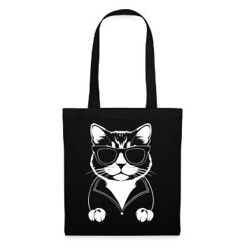 Lustige Katze mit Sonnenbrille Kätzchen Sonnenbrille Katzen - Stoffbeutel - Schwarz - Vorne
