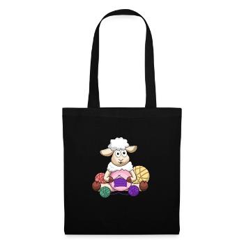 Crochet, crochet sheep, crochet sheep, yarn - Tote Bag - black - Front