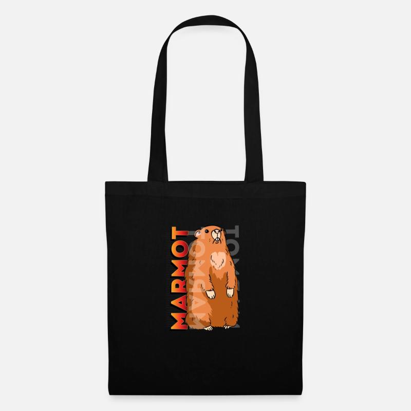 marmot, marmot groundhog, squirrel, - Stoffbeutel - Schwarz